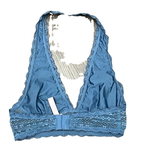 Victoria's Secret Blue Lace Halter Bralette Triangle Top Festival Lingerie XS - Picture 4 of 11